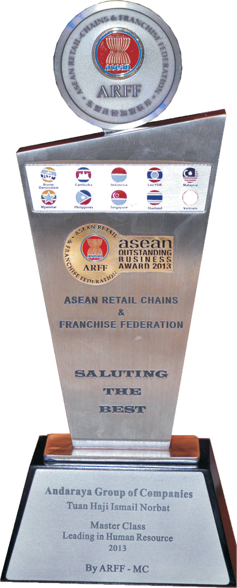 ASEAN Outstanding Business Awards 2013 certificate